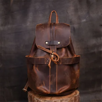 PNDME vyrų crazy horse odos kuprinė retro dizaineris aukštos kokybės natūralios odos kelioninis krepšys didelės talpos nešiojamas bagpack