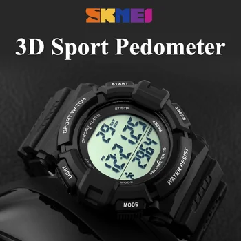LED Skaitmeninio Laikrodžio Pedometer Sporto Laikrodžiai 50M Atsparus Vandeniui, Karinės Armijos Šoko Relogio Masculino SKMEI Vyrų Laikrodžiai