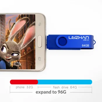 LEIZHAN OTG USB flash drive 4GB 8GB 16GB 32GB 64GB Android /Tablet /PC USB 3.0 Pendrive aukštos kokybės rašiklį ratai stick Micro