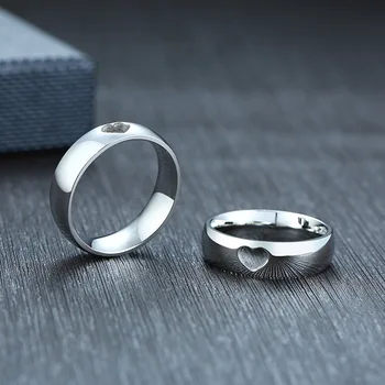 Pradinis Širdies žiedas vestuvių papuošalai pankas 2020 pora žiedus moterų meilės žiedas, nerūdijančio plieno, paprastą mados žiedas moters papuošalai