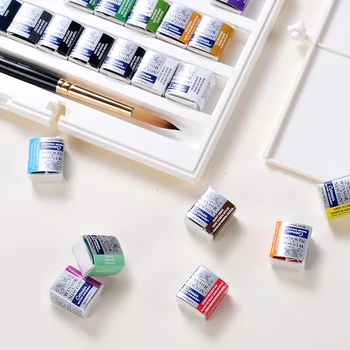 WINSOR&NEWTON Cotman nešiojamieji kietieji akvarelės dažų 12/24/36/45 spalvos pigmentas meno reikmenys piešimo dažų