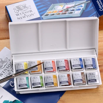 WINSOR&NEWTON Cotman nešiojamieji kietieji akvarelės dažų 12/24/36/45 spalvos pigmentas meno reikmenys piešimo dažų