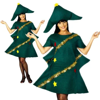 Moterų trumpomis Rankovėmis Cosplay Suaugusiųjų Naujovė Suknelė Elf Kostiumas Šalis Su Skrybėlę Išgalvotas Vaikai Perfomance Kalėdų Eglutė Apranga
