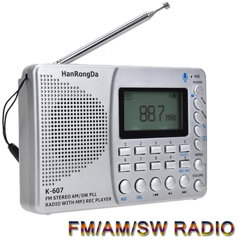 Nešiojamų FM/AM/SW Radijo Full Band Imtuvas, Muzikos Grotuvas, Diktofonas, su 3,5 MM Ausinių Lizdas Palaikymo TF Kortelė AUX