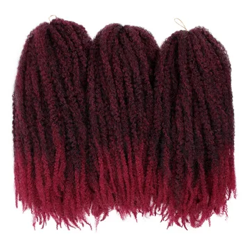18 colių Ombre Marley Nerijos Plaukų Nėrimo Afro Keistą Sintetinių Pynimo Plaukų Nėrimo Pynės, Plaukų priauginimas, Juoda Moterų