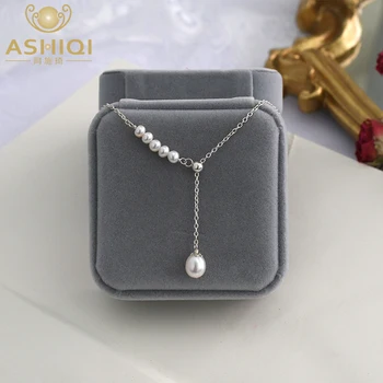 ASHIQI Natūralių gėlavandenių perlų 925 sterlingas sidabro karoliai pakabukas mados asmenybės moteris