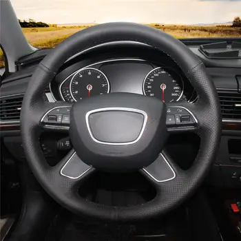 Automobilių Priedai, Juoda Dirbtinė Oda Automobilių Vairo Dangtelis Audi A4 (B8), A6 (C7) A7 A8 A8 L Allroad Q5 Q7 2013-2017