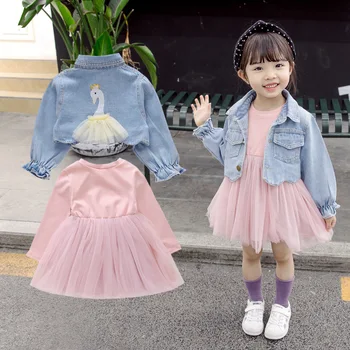 2020 naujagimio kombinezonas džinsinio striukė baby girl pirmojo gimtadienio dėvėti mielas rankovių bamblys mados mergaitė suit0-4T