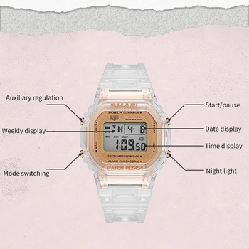 SMAEL Mados Moterų Skaitmeninis Žiūrėti Prabangos Prekės Studentų Sporto Laikrodžiai Unisex LED Elektroniniai Riešo žiūrėti Mergina Laikrodis Montre Femme