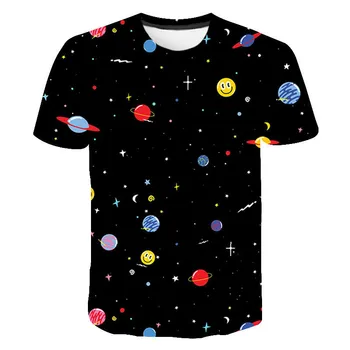 Kosmoso Galaxy Planetą Visatoje 3D atspausdintas marškinėliai vyriški moteriški vaikiški Sky Star 3D atspausdintas kietas viršūnes berniukų, mergaičių mados streetwear