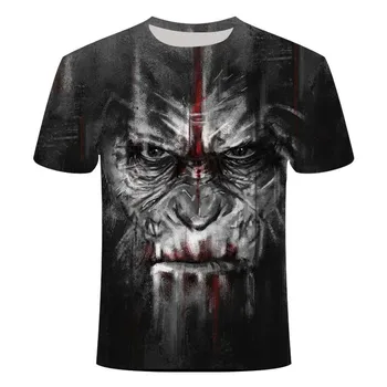 2020 metų vasaros 3D T-shirt spausdinimas gyvūnų beždžionių gorilos trumparankoviai juokinga dizaino atsitiktinis viršų T-shirt vyrai didelio dydžio 6xl