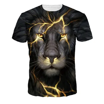 2020 metų Vasaros Vaikų Naujausias 3D Spausdinimo Žaibo liūtas Cool T-shirt Berniukas/Mergaitė Trumpas Rankovės Tshirts Viršūnės Vaikai Mados Tees marškinėliai