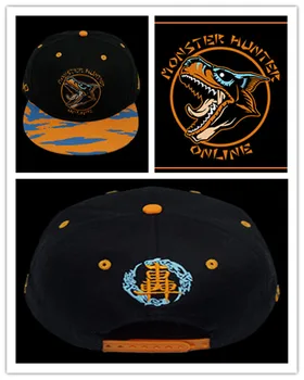 Monster Hunter Onlie Drakonas Tigrex Logotipas Siuvinėjimas Reguliuojamas Skrybėlę Hip-hop Butas Beisbolo kepuraitę