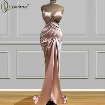 Rožinė Ilga Oficialią Suknelės 2020 Undinė Vestido Longo Plius Dydis Užsakymą Moterų Atlasas Vakaro Suknelės