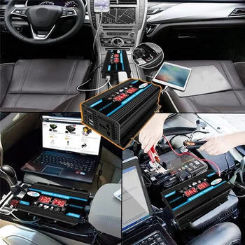 4000W Car Power Inverter DC12V, kad AC110/2200V Konverteris Adapteris LED Ekranas, 2 USB Įtampos Transformatorių, Modifikuotų Sinusinės Bangos Kempingas