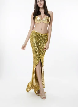Gražių Mergaičių, Mermaid Helovinas Šalis Cosplay Kostiumas Moterims Seksualus Jūros-tarnaitė Aukso maudymosi kostiumėlį Suaugusiųjų Pasakų Princesė Suknelė