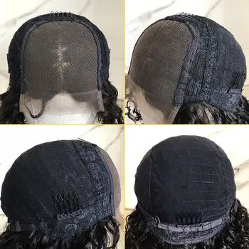 4*4 Nėrinių Uždarymo Perukas Žmogaus Plaukų Perukai Bukas sutrumpinta Tiesiai Bob Perukas Moterų Remy Brazilijos Prieš Nupeštos Nėrinių Uždarymo Perukai