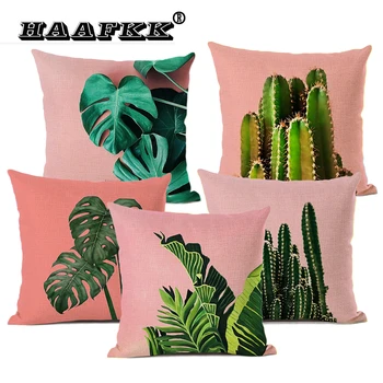 Tropinių Augalų Palmių Lapų Pagalvėlė Padengti Cactus Modelio Miegamasis, Gyvenamasis Kambarys Sofos, Apdailos Smėlio 45x45cm Skalbiniai, Pagalvės užvalkalą