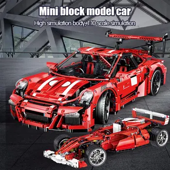 1:10 Mini Plytų Techninė Mechaninių Transporto priemonių Lenktynių Automobilių SS Modelio Kūrimo Blokai 