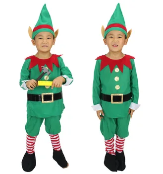Santa Claus Puikus Elf Vaikai Cosplay Kostiumų Vaikų Kalėdinių Kostiumų Santa Claus ' s Berniukams pagalbininkas Kostiumai M-0817