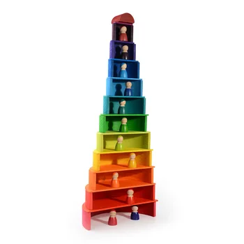Naujas Kamino Medinės Didelio dydžio Vaivorykštė Žaislai Vaikams, Kūrybos Vaivorykštė Blokai Montessori Švietimo Žaislas Vaikams
