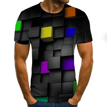 Vyrų trumpomis Rankovėmis Slim Fit Viršūnes Tees t Mens Geometrinis 3D trimatis Modelis, Skaitmeninis Spausdinimas T-shirt 2020 metų Vasaros T-shirt
