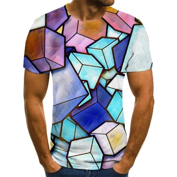 Vyrų trumpomis Rankovėmis Slim Fit Viršūnes Tees t Mens Geometrinis 3D trimatis Modelis, Skaitmeninis Spausdinimas T-shirt 2020 metų Vasaros T-shirt