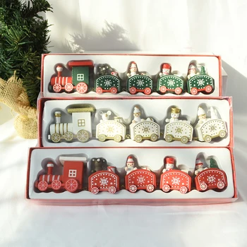 5 mazgai Kalėdų Traukinys Dažytos Medinių Amatų Kalėdinė Dekoracija Namuose Vaikams, Dovana, Žaislai, Medžio Ornamentu Navidad Prekes