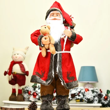 Kalėdų Dekoracijas 2021 Santa Claus Naujųjų Metų Dekoro Kalėdų Žaislus Vaikams Dovanos Raudona Apkabinti Lokys Lėlės Kalėdų Medžio Lėlės 45 Cm