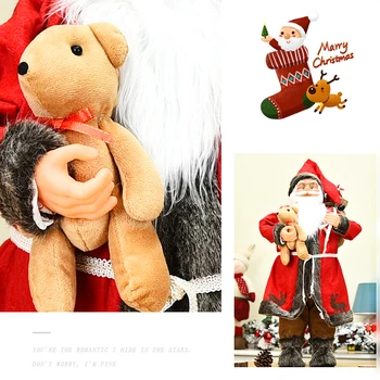 Kalėdų Dekoracijas 2021 Santa Claus Naujųjų Metų Dekoro Kalėdų Žaislus Vaikams Dovanos Raudona Apkabinti Lokys Lėlės Kalėdų Medžio Lėlės 45 Cm