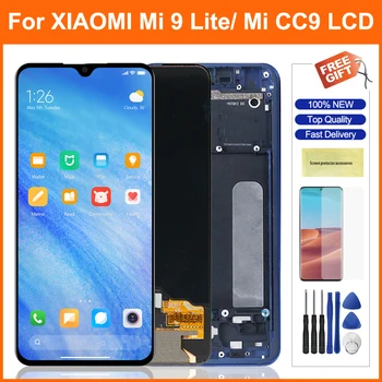 Super AMOLED Lcd Xiaomi Mi9 Lite LCD Ekranas Jutiklinis Ekranas skaitmeninis keitiklis Su karkasu montavimas Xiaomi MiCC9 Mi CC9 Ekranai