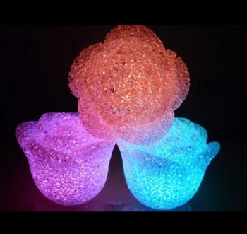 LED Romantiška Rožė Gėlių Spalva pasikeitė Lempa LED Crystal Rose naktį žibintai