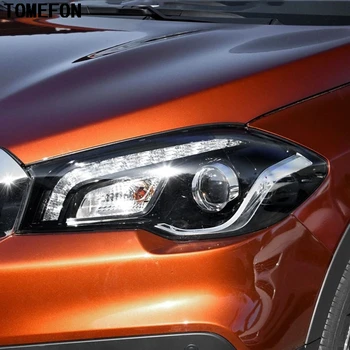 TOMEFON Automobilio Eksterjero Reikmenys 2vnt Už Suzuki SX4 S-Cross Reorganizavimas 2017 2018 ABS Chrome Priekinis žibintas priekinis žibintas Dangčio Apdaila
