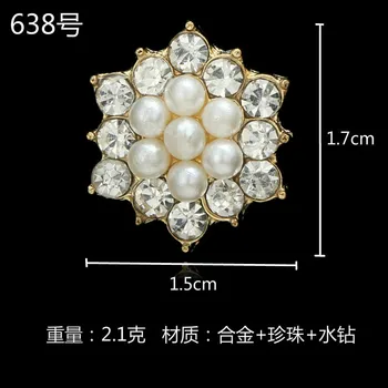 50pcs 15*17mm, Aukso/sidabro Spalvos Perlų Imitacija Kristalų Gėlių Formos Žavesio Pakabukas 