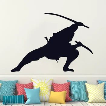 Vinilo Samurajus kardas Siena Lipdukas, skirtas vaikams Berniukų kambarių dekoravimo Ninja Sienos Lipdukas Kariai Miegamojo Sienų Dekoro Lipdukai HY984