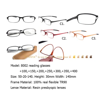 IVSTA Bendable Vyrai skaitymo akiniai, už kurių akyse TR90 Minkštas Anti-lenkimo Sakų Lęšiai senų žmonių +1.00+1.5+2.0+2.5+3.0+3.5+4.0 8002