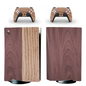 Medžio Stilius PS5 Standartinis Diskas Odos Lipdukas, Decal Padengti 5 PlayStation Konsolės ir Valdytojai PS5 Odos, Vinilo Įklijos