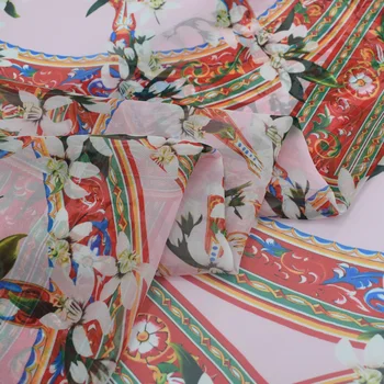2018 naujas mados jazminų skaitmeninės tapybos šifono audinio paplūdimio suknelė bohemijos etninės stiliaus tecido tissus as metrų tela tissu