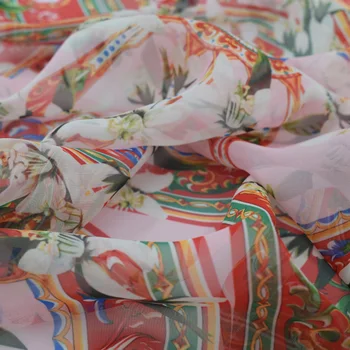 2018 naujas mados jazminų skaitmeninės tapybos šifono audinio paplūdimio suknelė bohemijos etninės stiliaus tecido tissus as metrų tela tissu