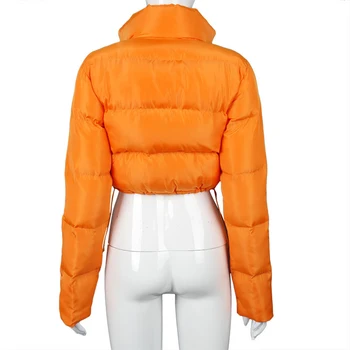 Apkarpytos Puffer Jacket Žemyn Ultralight Plonas 2020 Mados Žiemos Drabužių Moterims, Šiltas Burbulas Dangomis, Oranžinė Juoda Outwear