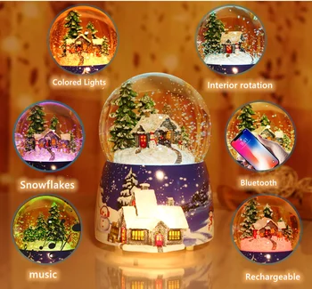 Crystal Ball Music box šviesa krenta sniegas, Kalėdų, Valentino Dovana Music Box 