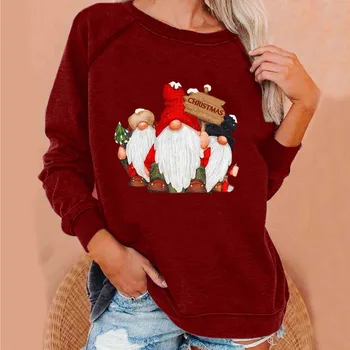 Moterų Kalėdų Džemperis Moterims ilgomis Rankovėmis Tris Santas spausdinimo Raundo Kaklo Megztinis Sportinę Atostogų drabužius Viršūnes Megztinis