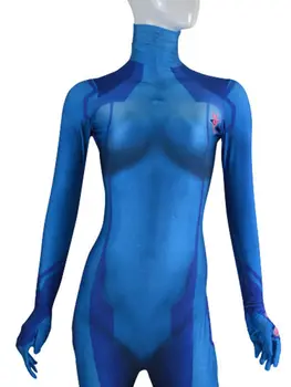 Samus Aran Nulio Tiktų 3D Spausdinimo Moterų Suaugusiųjų Kostiumas Zentai Cosplay Lycra Spandex Bodysuit