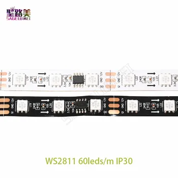 DC12V 5M WS2811 LED pikselių juostelės šviesos Rgb Full 5050 Led juostelės juostelės lankstus Adresuojamo Skaitmeninis LED juosta 1 Ic Kontrolė 3