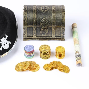 Plastikiniai Aukso Lobio Monetų Kapitonas Piratų Partija Piratų Lobių Skrynią Vaikas Lobių Skrynią Lobių Skrynią Aukso Monetos Žaislas