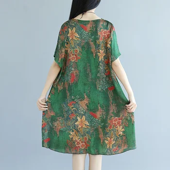 šifono derliaus gėlių plius dydis moterų atsitiktinis palaidų midi vasaros saulė suknelė elegantiškas suknelė drabužius 2021 ponios suknelės sundress