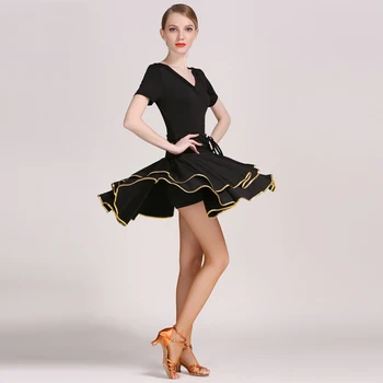 Naujas Aikštėje Raudona lotynų Šokių Suknelė trumpomis Rankovėmis Moterims Profesionalų lotynų šokių praktikos Sijonas Samba Šokis lotynų Salsa Suknelės