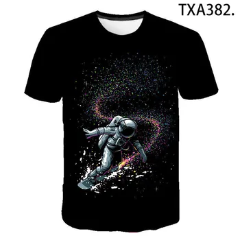 Vasaros mokslinės Fantastikos Astronautas 3D marškinėliai Berniukas Mergaitė Vaikai Mados Streetwear Vyrų, Moterų, Vaikų Atspausdintas T-shirt Kietas Viršūnes Tee