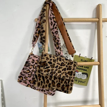Ins žalia leopardas spausdinti aikštėje maišelį mielas pink leopard print portaliniai maišelį moterų kailio asmeninį madingi pečių maišą