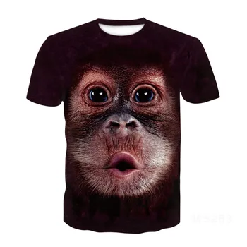 Orangutan Modelio 3D Marškinėliai trumpomis Rankovėmis Vyrų Vasaros Mados Viršų Gyvūnų Spausdinti 3DT-Marškinėliai, vyriški Drabužiai